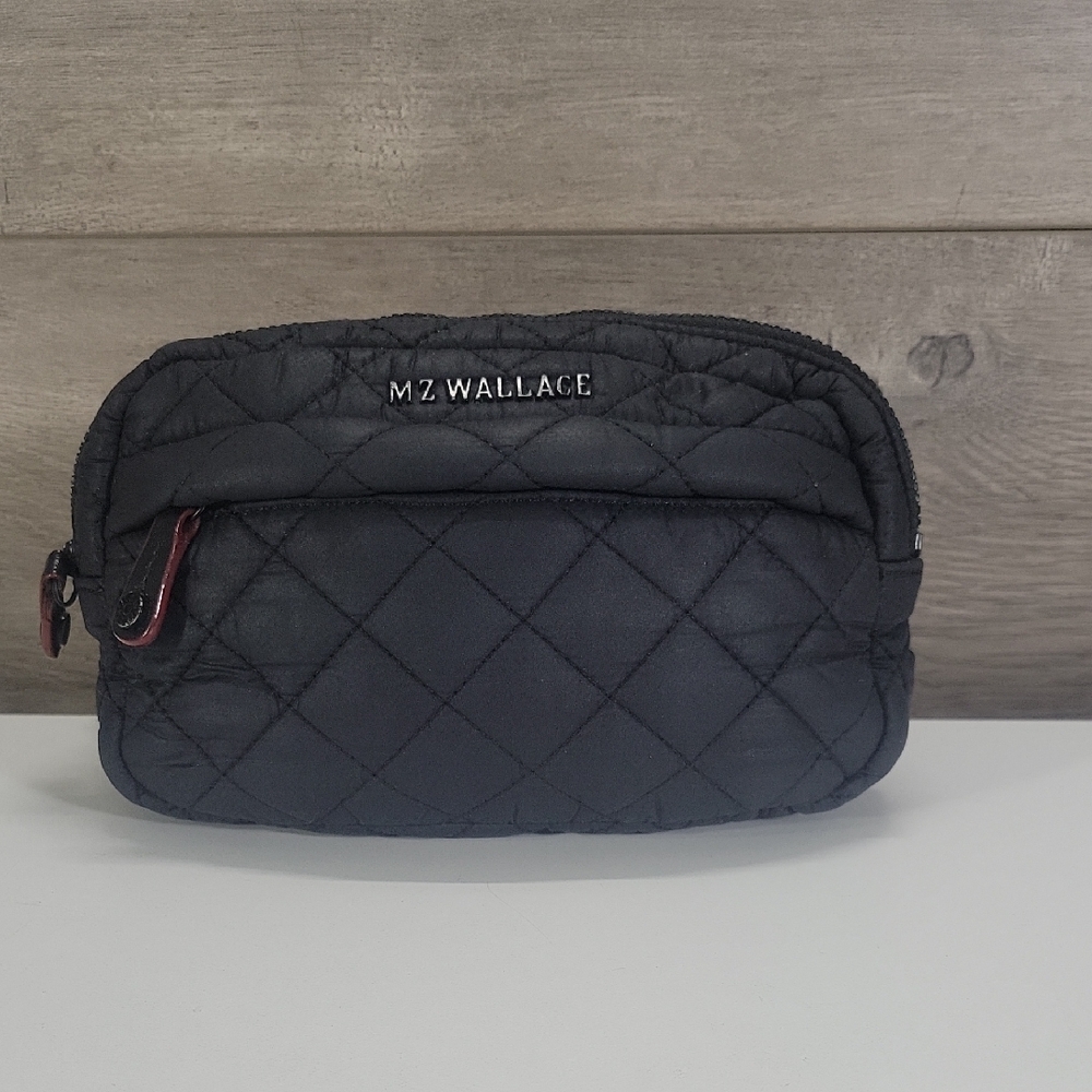 MZ Wallace Black Quilted Nylon Belted Fanny Pack Sling Crossbody Bag